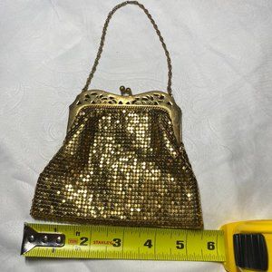Gold metal mesh evening purse small